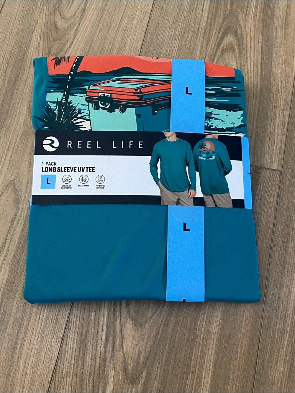 NEW Reel Life Men’s Large UV tee swim shirt UPF 50+